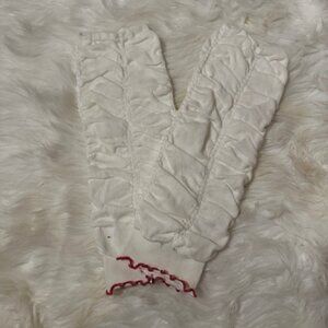 White with Hot Pink Trim Ruffle Legwarmers